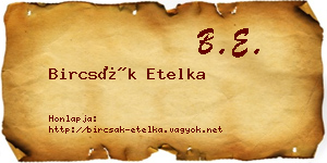 Bircsák Etelka névjegykártya